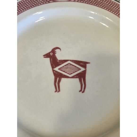 Santa Fe Railroad Mimbreno Dining Car Red Antelope Salad Plate Old Ivory Syracus - Picture 6 of 9